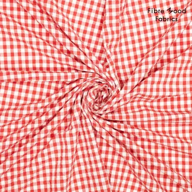 -Stretch stof - seersucker - checks - rood - 34/310372-20 - Stretch stof - seersucker - checks - rood - 34/310372-20