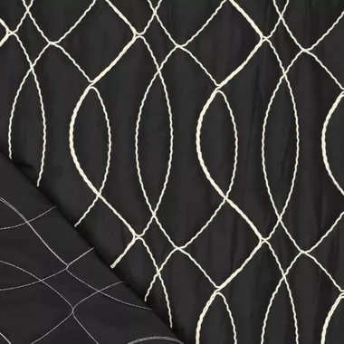 -Doorgestikte stof - stepped cord - zwart - 22064-999 - Doorgestikte stof - stepped cord - zwart - 22064-999