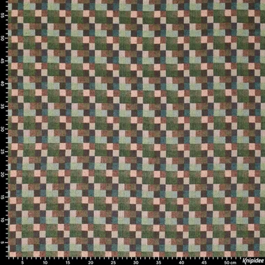 -Polyester stof - gobelin - kilim checks jacquard - groen multi - 22215-320 - Polyester stof - gobelin - kilim checks jacquard - groen multi - 22215-320