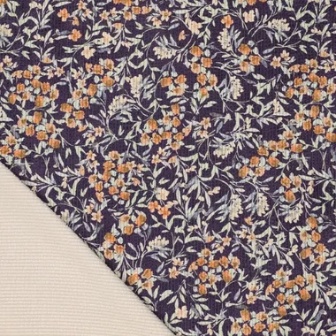 -Ribcord Stoff - Kord - digital floral - dunkelblau multi - 22241-600 - Ribcord Stoff - Kord - digital floral - dunkelblau multi - 22241-600