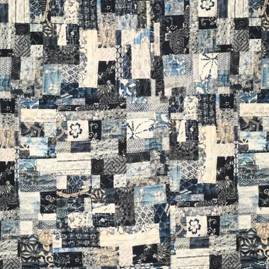 -Stretch stof - katoen twill - patchwork - blauw multi - 22288-690 - Stretch stof - katoen twill - patchwork - blauw multi - 22288-690