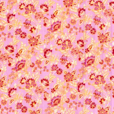 -Doorgestikte stof - mousseline gewatteerd - 2-zijdig - abstract & bloemen - roze multi - 23278-011 - Doorgestikte stof - mousseline gewatteerd - 2-zijdig - abstract & bloemen - roze multi - 23278-011