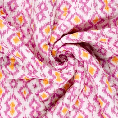 -Doorgestikte stof - mousseline gewatteerd - 2-zijdig - abstract & bloemen - roze multi - 23278-011 - Doorgestikte stof - mousseline gewatteerd - 2-zijdig - abstract & bloemen - roze multi - 23278-011