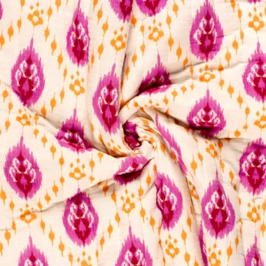 -Doorgestikte stof - mousseline gewatteerd - 2-zijdig - abstract & bloemen - lichtroze multi - 23279-011 - Doorgestikte stof - mousseline gewatteerd - 2-zijdig - abstract & bloemen - lichtroze multi - 23279-011