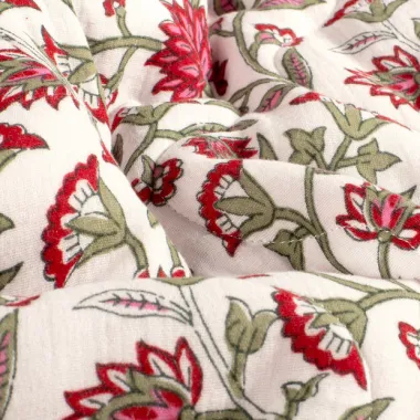 -Doorgestikte stof - mousseline gewatteerd - 2-zijdig - bloemen - kaki - 23281-027 - Doorgestikte stof - mousseline gewatteerd - 2-zijdig - bloemen - kaki - 23281-027