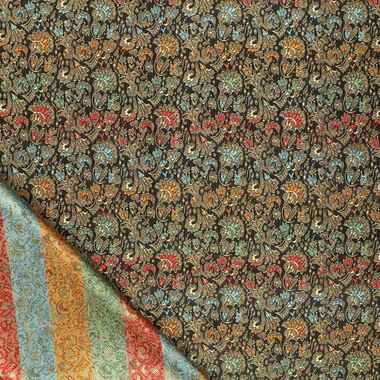 -Polyamide stof - brocade - bloemen - zwart multi - 90073-999 - Polyamide stof - brocade - bloemen - zwart multi - 90073-999