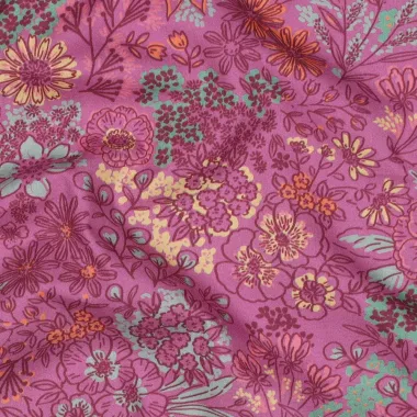 -Katoen stof - poplin - bloemen - roze - 5180-005 - Katoen stof - poplin - bloemen - roze - 5180-005