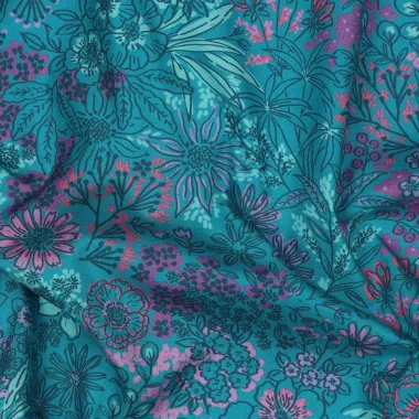 -Katoen stof - poplin - bloemen - petrol - 5180-006 - Katoen stof - poplin - bloemen - petrol - 5180-006