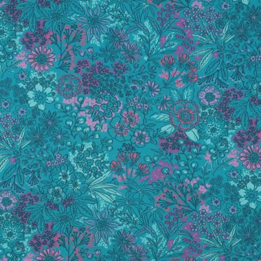 -Katoen stof - poplin - bloemen - petrol - 5180-006 - Katoen stof - poplin - bloemen - petrol - 5180-006