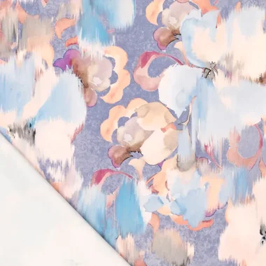 -Viscose stof - stretch - satijn - digitaal bloemen - blauw multi - 22293-635 - Viscose stof - stretch - satijn - digitaal bloemen - blauw multi - 22293-635
