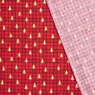 -Kerststof - katoen poplin - folie kerstbomen - rood - 22700-015 - Kerststof - katoen poplin - folie kerstbomen - rood - 22700-015