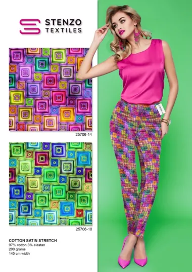 -Katoen stof - stretch satijn - digitaal fantasie - multi - 25706-14CS - Katoen stof - stretch satijn - digitaal fantasie - multi - 25706-14CS