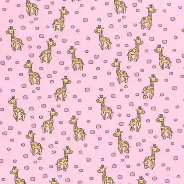 -Tricot stof - giraffen - roze - 17662-012 - Tricot stof - giraffen - roze - 17662-012