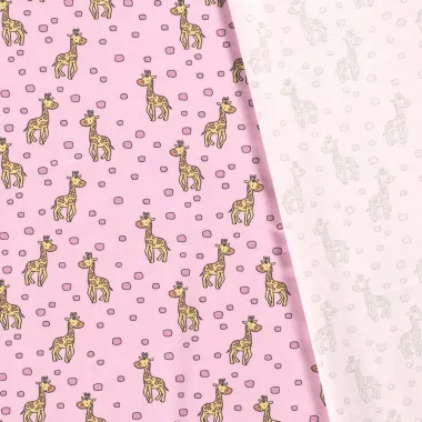 -Tricot stof - giraffen - roze - 17662-012 - Tricot stof - giraffen - roze - 17662-012