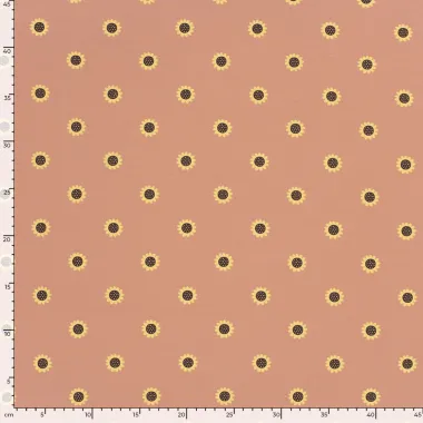 -Tricot stof - zonnebloemen - zalm - 21824-012 - Tricot stof - zonnebloemen - zalm - 21824-012
