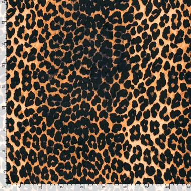 -Polyester stof - satijn velvet - luipaardprint - oranje - 24015-056 - Polyester stof - satijn velvet - luipaardprint - oranje - 24015-056