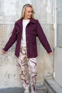 -Gebreide stof - bouclé - aubergine - 31/24136-046 - Gebreide stof - bouclé - aubergine - 31/24136-046