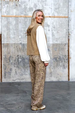-Suèdine stof - suède wildleer - bloemen - camel - 31/24120-053 - Suèdine stof - suède wildleer - bloemen - camel - 31/24120-053