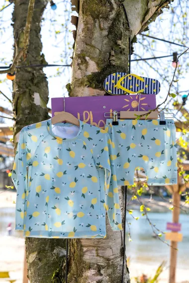 -Tricot stof - swimwear - citroenen - mintgroen - 25/21679-021 - Tricot stof - swimwear - citroenen - mintgroen - 25/21679-021