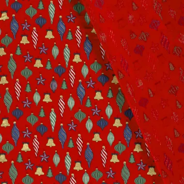 -Kerststof - katoen poplin - folie kerstballen - rood - 20730-015 - Kerststof - katoen poplin - folie kerstballen - rood - 20730-015