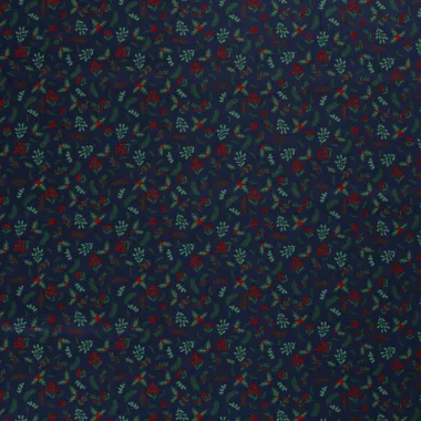 -Kerststof - katoen poplin - kersttakken - donkerblauw - 20734-008 - Kerststof - katoen poplin - kersttakken - donkerblauw - 20734-008