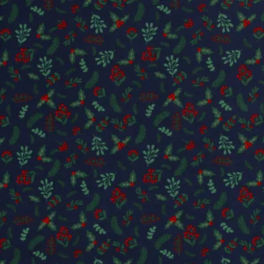 -Kerststof - katoen poplin - kersttakken - donkerblauw - 20734-008 - Kerststof - katoen poplin - kersttakken - donkerblauw - 20734-008