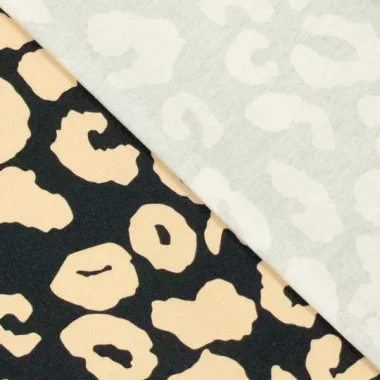 -Canvas stof - panterprint - zwart crème - 410118-40 - Canvas stof - panterprint - zwart crème - 410118-40