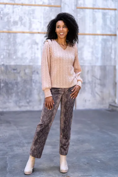 -Suèdine stof - suède wildleer - slangenprint - camel - 31/24124-053 - Suèdine stof - suède wildleer - slangenprint - camel - 31/24124-053