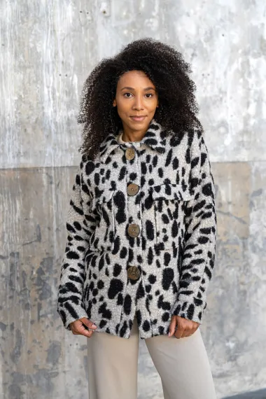 -Gebreide stof - bouclé - dierenprint - beige - 31/24133-052 - Gebreide stof - bouclé - dierenprint - beige - 31/24133-052