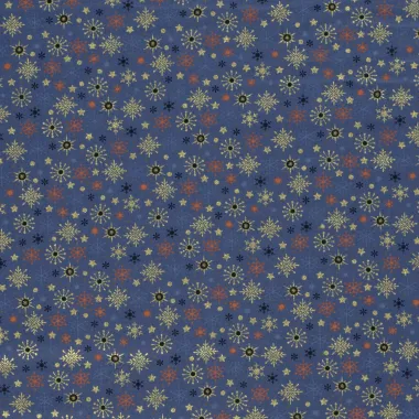 -Kerststof - katoen poplin - folie kerststerren - blauw - 20748-007 - Kerststof - katoen poplin - folie kerststerren - blauw - 20748-007