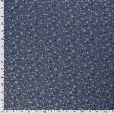 -Kerststof - katoen poplin - folie kerststerren - blauw - 20748-007 - Kerststof - katoen poplin - folie kerststerren - blauw - 20748-007