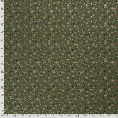 -Kerststof - katoen poplin - folie kerststerren - groen - 20748-027 - Kerststof - katoen poplin - folie kerststerren - groen - 20748-027