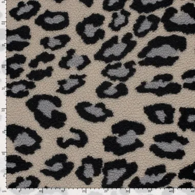 -Bont stof - panterprint - beige grijs - 24132-063 - Bont stof - panterprint - beige grijs - 24132-063