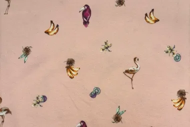 -Tricot stof - French Terry - exotisch - zalmroze - JT718 - Tricot stof - French Terry - exotisch - zalmroze - JT718