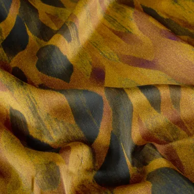 -Polyester stof - satijn duchesse - abstract - geel - 24075-034 - Polyester stof - satijn duchesse - abstract - geel - 24075-034