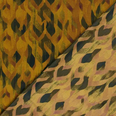 -Polyester stof - satijn duchesse - abstract - geel - 24075-034 - Polyester stof - satijn duchesse - abstract - geel - 24075-034
