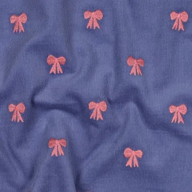 -Embroidery stof - babycord - strikjes - jeansblauw - 3789-002 - Embroidery stof - babycord - strikjes - jeansblauw - 3789-002