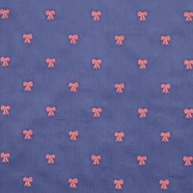 -Stickereistoff – Babycord – Schleifen – Jeansblau – 3789-002 - Stickereistoff – Babycord – Schleifen – Jeansblau – 3789-002