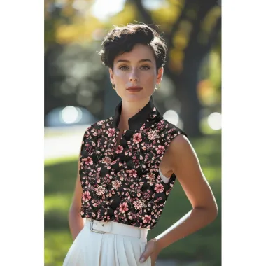 -Gesteppter Stoff – Stepped Velvet – digitale Blumen – schwarz – 3794-001 - Gesteppter Stoff – Stepped Velvet – digitale Blumen – schwarz – 3794-001