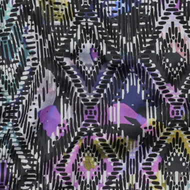 -Katoen stof - satijn - digitaal geometric - paars multi - 5471-001 - Katoen stof - satijn - digitaal geometric - paars multi - 5471-001