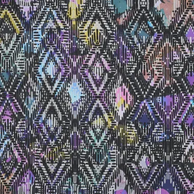 -Katoen stof - satijn - digitaal geometric - paars multi - 5471-001 - Katoen stof - satijn - digitaal geometric - paars multi - 5471-001