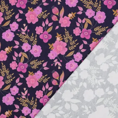 -Ribcord stof - babycord - digitaal bloemen - donkerblauw - 5594-003 - Ribcord stof - babycord - digitaal bloemen - donkerblauw - 5594-003