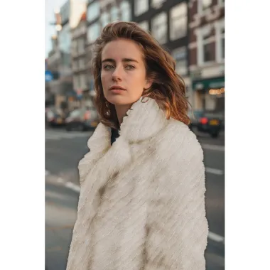 -Bont stof- faux fur - stripes - ecru - 4478-003 - Bont stof- faux fur - stripes - ecru - 4478-003