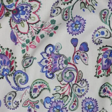 -Katoen stof - voile - digitaal bloemen - gebroken wit - 5829-002 - Katoen stof - voile - digitaal bloemen - gebroken wit - 5829-002