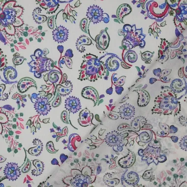 -Katoen stof - voile - digitaal bloemen - gebroken wit - 5829-002 - Katoen stof - voile - digitaal bloemen - gebroken wit - 5829-002