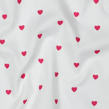 -Katoen stof - poplin - hartjes - wit / fuchsia - 6120-006 - Katoen stof - poplin - hartjes - wit / fuchsia - 6120-006