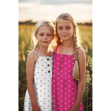 -Katoen stof - poplin - hartjes - fuchsia - 6120-016 - Katoen stof - poplin - hartjes - fuchsia - 6120-016