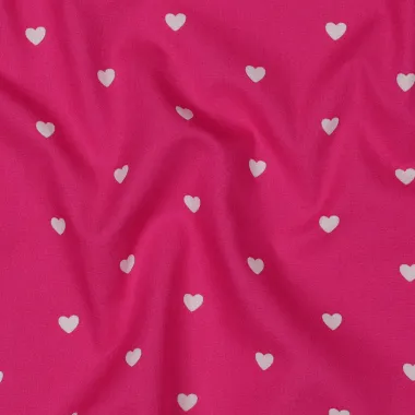 -Katoen stof - poplin - hartjes - fuchsia - 6120-016 - Katoen stof - poplin - hartjes - fuchsia - 6120-016