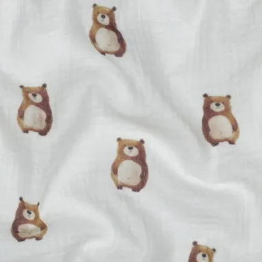 -Hydrofiel stof - digitaal beertjes - wit - 6154-012 - Hydrofiel stof - digitaal beertjes - wit - 6154-012