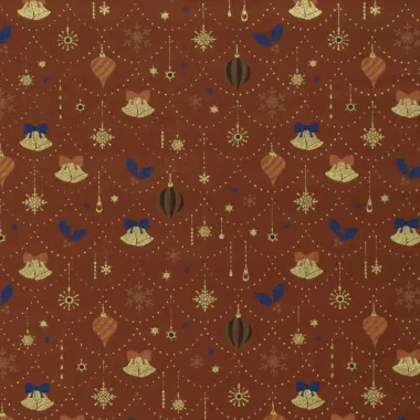 -Kerststof - katoen poplin - folie kerstballen, kerstklokken & kerststerren - brique - 20749-056 - Kerststof - katoen poplin - folie kerstballen, kerstklokken & kerststerren - brique - 20749-056